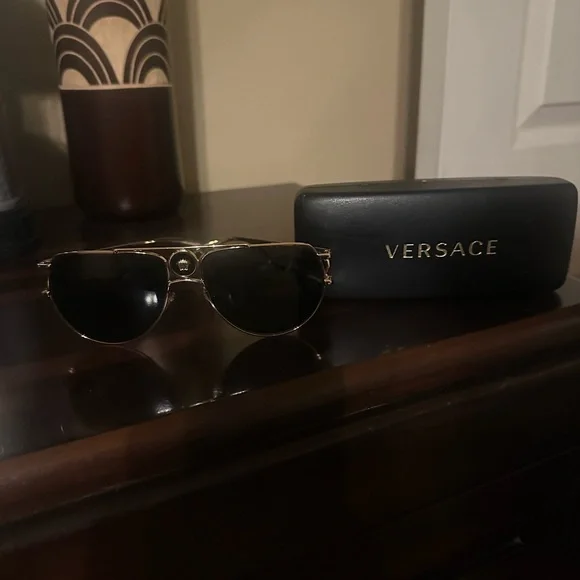 Versace Aviator Sunglasses with Gold Frame